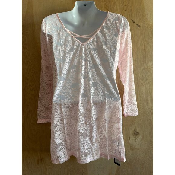 City Chic Fox & Royal Plus Size Lingerie Pink Lace Semi-Sheer Chemise Sz 16 NEW - Picture 3 of 7